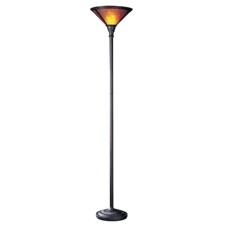 Homeroots 71" Rusted Torchiere Floor Lamp With Brown Dome Shade 526336