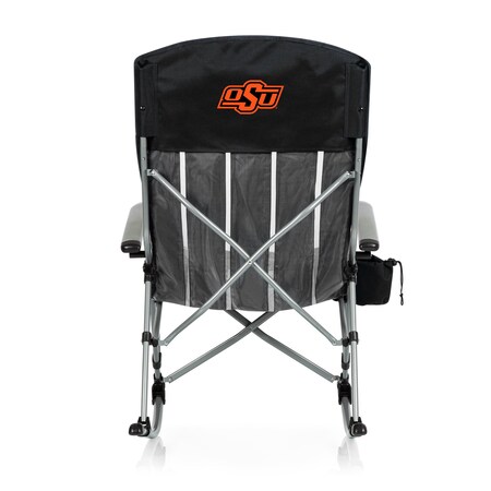 Picnic Time Family Of Brands NCAA Oklahoma State Cowboys Outdoor Rocking Camp Chair - XL Heavy Duty Camping Chair 805-01-175-464-0