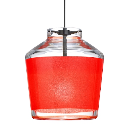 Besa Lighting Besa Pica 6 Pendant, Red Sand, Black Finish, 1x 5W LED 1XT-PIC6RD-LED-BK