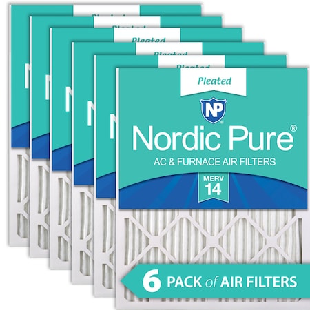Nordic Pure 14x25x1 Pleated Air Filter, High Capacity, Electrostatically Charged Synthetic Media, MERV 14, 6 PK 14x25x1M14-6