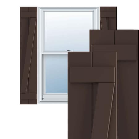 Ekena Millwork True Fit PVC Two Board Joined Board-n-Batten Shutters w/Z-Bar, Raisin Brown , 10 3/4W x 34H, PR TFP102BBF11X034TB