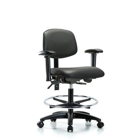 Blue Ridge Ergonomics Vinyl Chair, Vinyl, Adjustable Arms BR-VMBCH-RG-T0-A1-CF-RC-8823