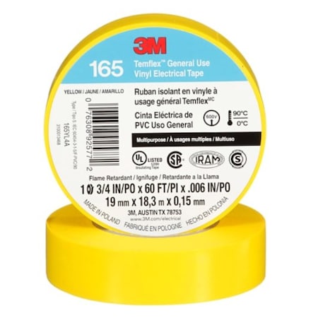 3M Temflex Vinyl Electrical Tape 165, 10PK 7100169490