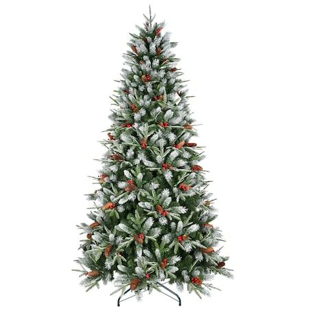 Homeroots 5' Green And White Full Fir Christmas Tree With Decorations 713049