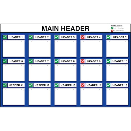 5S Supplies Lean Metric Board 72in x 46in ACRYLIC LMB-7246-ACRYLIC-NOSTAND-STANDARD