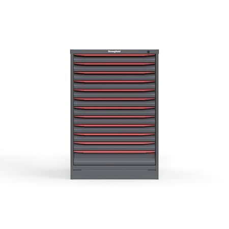 Strong Hold 12 drawer cabinet - (11x 2ft, 1x 4ft) - Red accents - Keyed Different S3044-PPDAS-1201DS