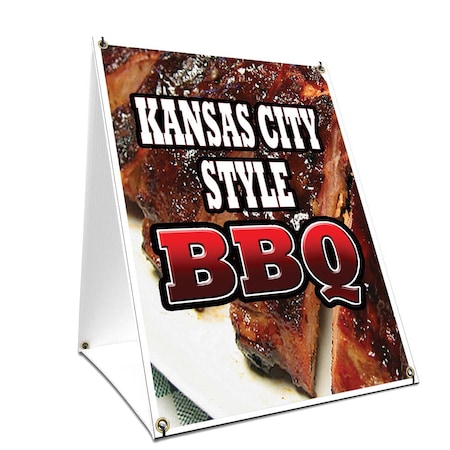 Signmission Kansas City Style Bbq, 24 Inch x 18 Inch A-frame Yard Sign, Plastic Sign SBC-1824-Kansas City Style Bbq