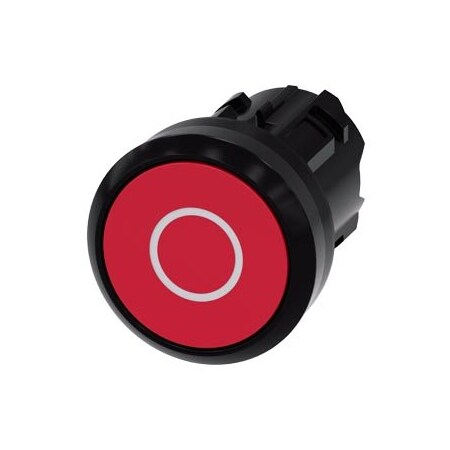 Siemens Pushbutton, 22 mm, round, plastic, red, inscription: O 3SU1000-0AB20-0AD0-ZY19