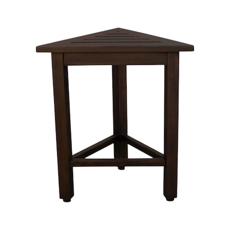 Homeroots 17" Dark Brown Teak Corner Shower Bench 383338