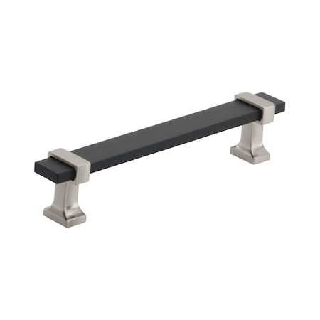 Amerock Overton 5-1/16 in 128 mm Center-to-Center Brushed Matte Black/Satin Nickel Cabinet Pull BP36682BMBG10