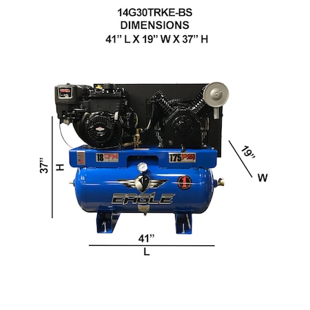 Eagle 30 Gallon Truck Mount Compressor 14G30TRKE-BS