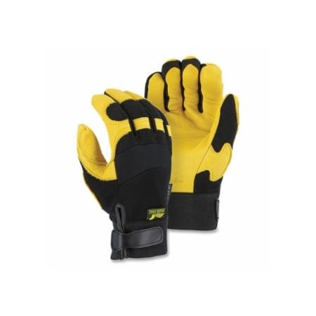 Golden Eagle Winter Lined Deerskin Mechanics Gloves, Deerskin/Neoprene/Spandex, 9/Medium, Black/Yellow, 12PK 472-2150H/9