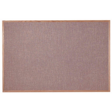 Aarco Designer Fabric Bulletin Board w/ an Oak Frame, Frame: Clear Lacquer, Board: Pumice 48''Hx72''W OF4872022