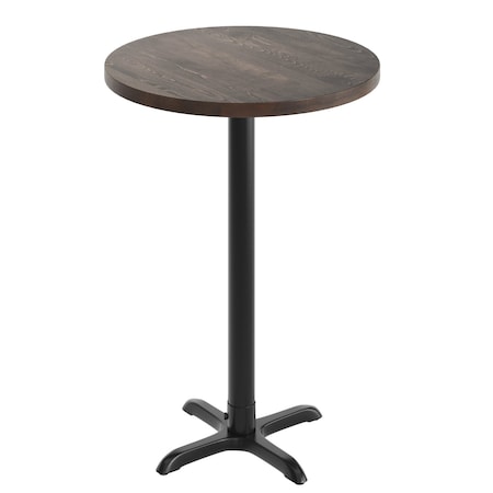 Flash Furniture Bennett 30 in Round Solid Wood Indoor Tabletop in Dark Brown with 22 in x 22 in Bar Height GSF-RD30-DKBRN-T2222B-GG