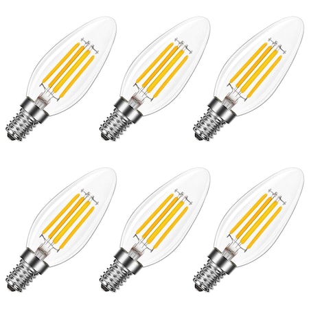 Luxrite 8W LED Candelabra Bulb, 75W Equivalent, E12 Base, 1000 Lumens, 3000K Soft White, Dimmable, 6PK LR21711