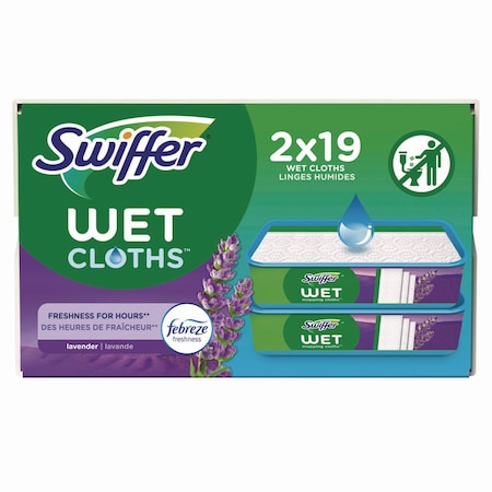 Swiffer Sweeper TRAP + LOCK Wet Mop Cloth, 8 x 10, White, Lavender Scent, 38PK 00743