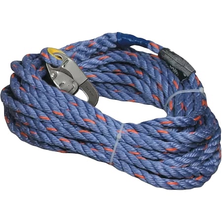 Miller Vertical Rope Lifeline, Polyester/Polypropylene Blend, with Locking Snap Hook and Thimble 300L-Z7/100FTBL
