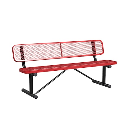 Leisure Craft Leisure Craft 6 FT Outdoor Bench with Back, Portable, Red B6WBP-RED