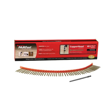 Pam Fastening Technology No.8 x 2.5 in. Star Flat Head Deck Screws, 1000PK 2002177