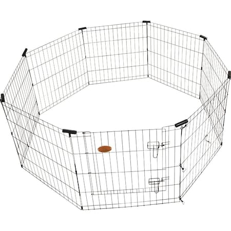 Kennelmaster 36'' H. x 24'' W. Black Steel 8-Panel Exercise Pen EX8PEN3624