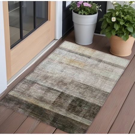 Homeroots 3' X 5' Brown Ombre Washable Non Skid Indoor Outdoor Area Rug 563631