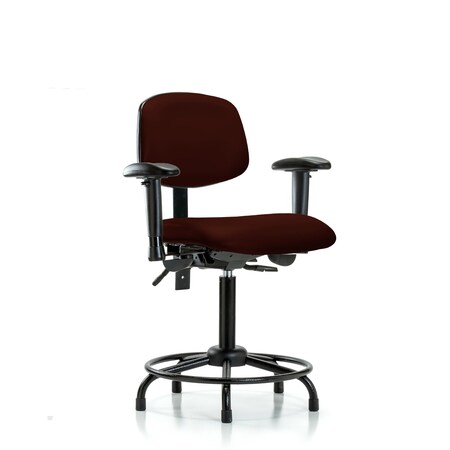 Blue Ridge Ergonomics Bench Chair, Vinyl, RT, AA, Glides, Burg, 6-Way Adjustable, 22" to 29" Height, Burgundy BR-VMBCH-RT-T0-A1-RG-8569