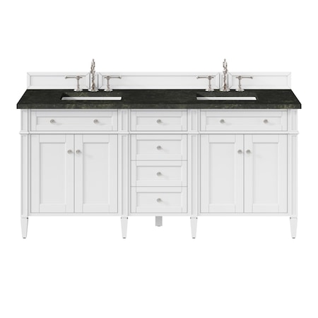 James Martin Vanities Brittany 72" Double Vanity in Bright White, w/ 3 CM Phantome Eclos Top 655-V72-BW-3PHT
