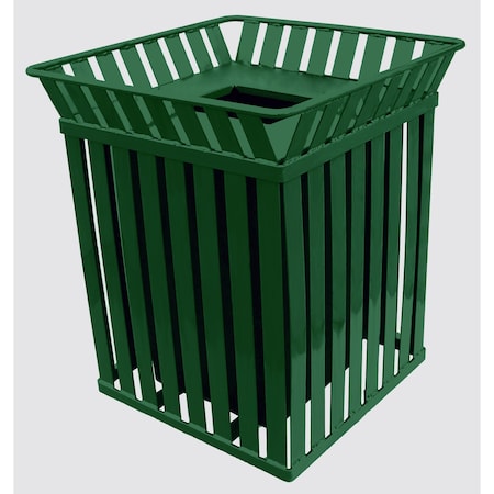 Witt Industries Square Outdoor Can, Green, Metal M3601-SQ-FT-GN
