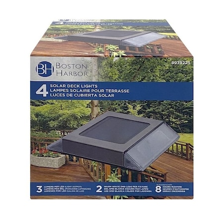 Boston Harbor Solar Deck Light, NIMh Battery, AA Battery, 2Lamp, Stainless Steel and Plastic Fixture 26084