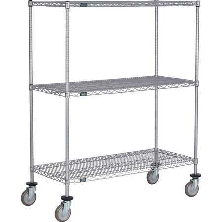 Global Industrial Nexel 3 Shelf Truck, Nexelate, 48"W x 24"D x 69"H, Polyurethane Swivel Casters B3156184