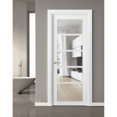 Sartodoors Solid Interior French White 42x96 Solid Core Modern Interior QUADRO4522ID-WS-4296