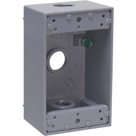 Bell Outdoor Weatherproof Electrical Box, 1 Gang, 1/2 in Hub Size, 3 Inlets, 4.5 in L, 2.75 in W, Aluminum, Gray 5320-0