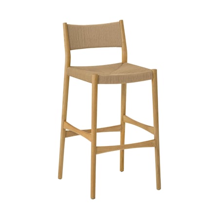 Armen Living Erie Woven Paper Cord and Oak Wood Bar Stool LCERBANAT30