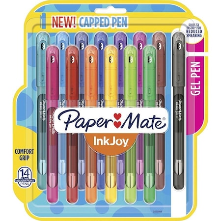 Paper Mate Papermate 2023009 0.7 mm InkJoy Gel Stick Pen; Assorted Colors; Medium - Pack of 14 2023009