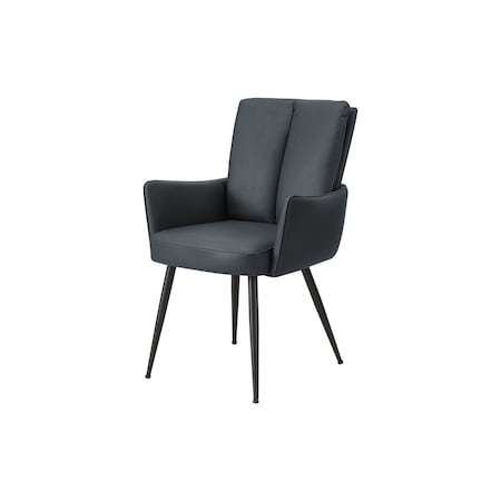 Monarch Specialties Dining Chair, 36-in. H, Upholstered, Dining Room, Kitchen, Blue Leather Look, Black Metal, 2PK I 1148
