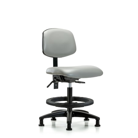 Blue Ridge Ergonomics Chair, Vinyl, Med Bench, Tilt BF Glides, Dov, No Arms, 22" to 29" Height, Dove BR-VMBCH-RG-T1-A0-BF-RG-8567