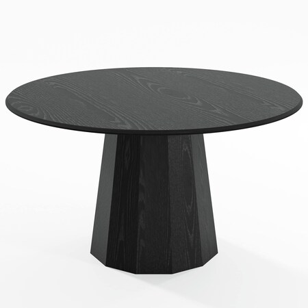 Homeroots 52" Black Solid Wood Pedestal Base Round Top Dining Table 721065