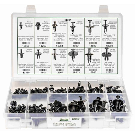 Auveco Foreign & Domestic Push-Type Retainer Quik-Select Kit Assortment 6882