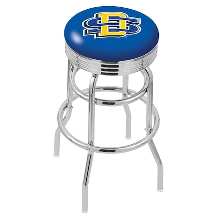Holland Bar Stool Co 30" Chrome 2-Ring South Dakota State Swivel Bar Stool, Accent Ring L7C3C30SDakSt