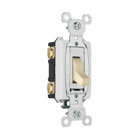 Pass & Seymour Wall Switch, 2 hp, Toggle, 20 A, Ivory CSB20AC2I