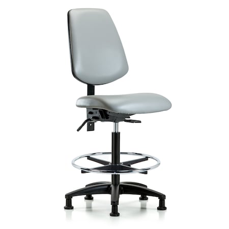 Blue Ridge Ergonomics High Bench Chair No Arms, 26" to 35" Height, Vinyl, Dove BR-VHBCH-MB-RG-T1-A0-CF-RG-8567