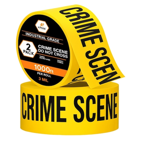 Xpose Safety Crime Scene Do Not Cross Tape Roll, 3 Mil, 3 Inch Wide x 1000 Feet, Yellow w/Black Letters, 2PK PCST-3M-2-X-S