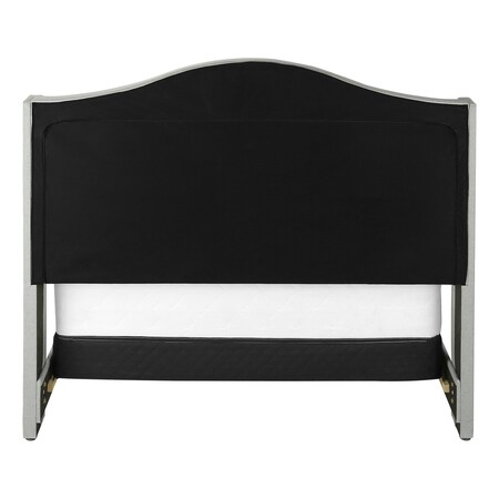 Homeroots Light Gray and Gray Wood Tufted Upholstered Queen Bed Frame with Nailhead Trim 333317