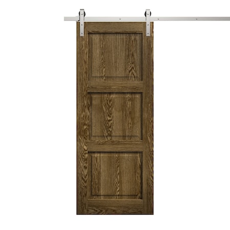 Sartodoors Modern Barn Door 30 x 80 inches, Ego 5010 Marble Oak, 6.6FT Silver Rail Track Heavy Hardware Set , EGO5010BD-S-DMR-30