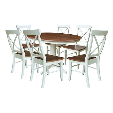 Whitewood Industries Rectangular Extension Dining Table W/ 6 Chairs, 36 in W, 30.1 in L, 48 in H, Parawood, 7 K79-36RXT-27B-C613-6