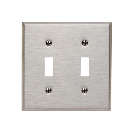 Leviton Switch Wallplate, Standard Size, Gang 2, Stainless Steel 84009