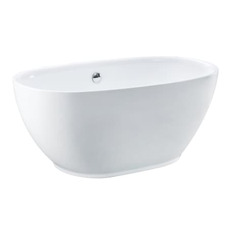 Kingston Brass 55" Acrylic Oval Double Ended Freestanding Tub with Drain, Glossy White VTOV553023U