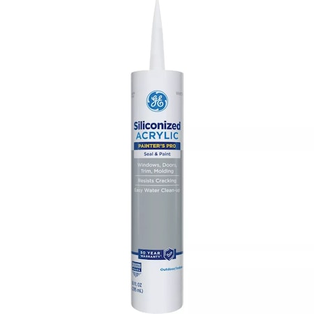 Ge Siliconized Acrylic Painters Pro Seal & Paint Sealant White 10 Oz. Cartridge 2874436
