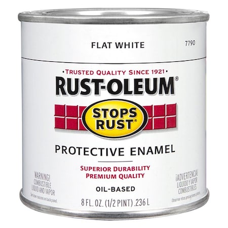 Stops Rust 1/2 Pt Rust-Oleum Brands White Protective Enamel, Flat 7790730