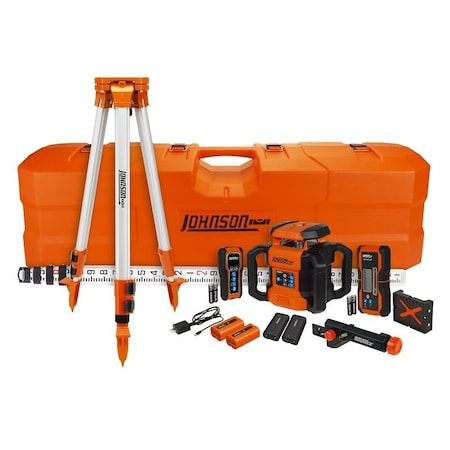 Johnson Dual Slope Rotary Laser System, 200 ft Interior, 4000 ft Exterior, +/-1/16 in at 100 ft Accuracy JRT300-RDHV-S